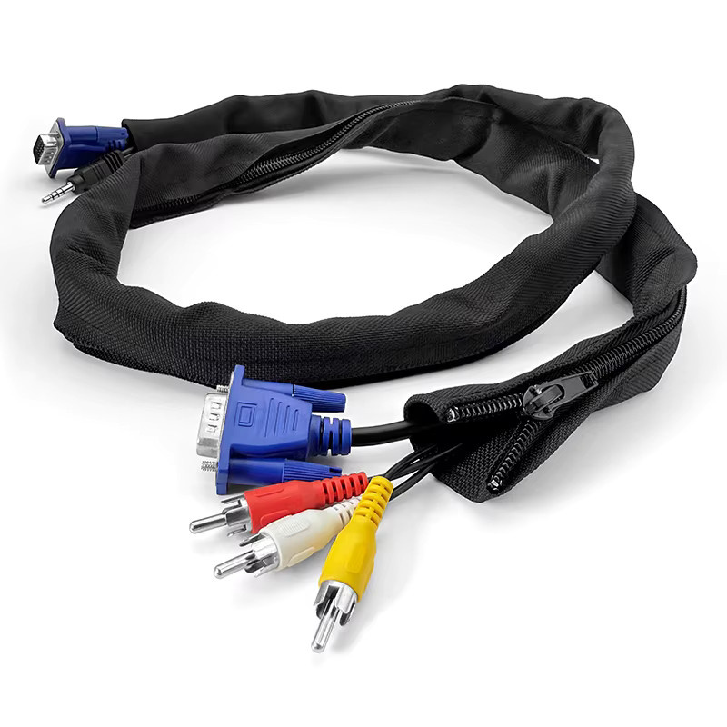Wiederverwendbare Anti-Tangle-Kabelhülle mit Reißverschluss in Schwarz, staubdichter Kabel-Organizer für Drahtmanagement im Home-Office, Durchmesser: 16–100 mm - Bild 2