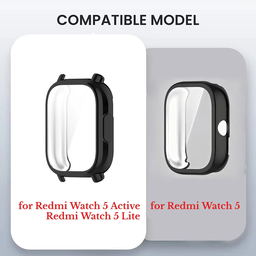 CAOWTAN Rundum-Schutzhülle und Displayschutzfolie für Redmi Watch 5 Active/Lite, Kunststoff, Silikon, transparent, Unisex - Bild 2