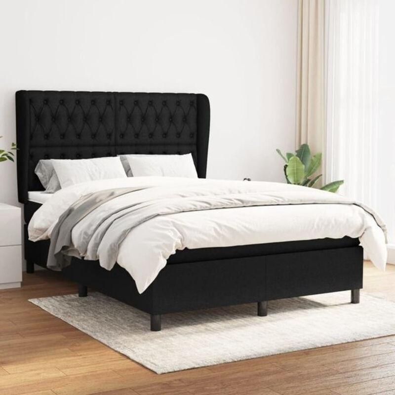 Vidaxl Boxspringbett mit Matratze aus Stoff in Schwarz B/T/H: 140 x 200 cm - Bild 1