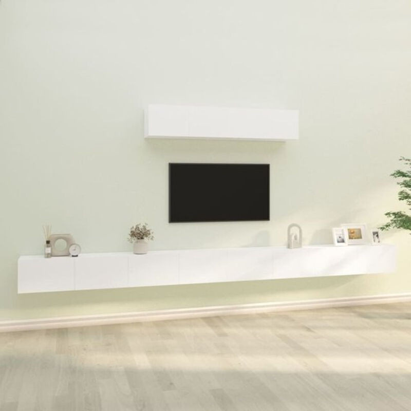 6-teiliges TV-Schrank-Set vidaxl in Weiß aus Holzwerkstoff im klassischen und minimalistischen Design - Bild 1