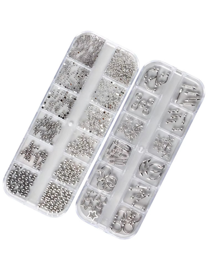 Full Beauty Nagel Charms Gitter Punk Silbrig, 12 Stück - Bild 2
