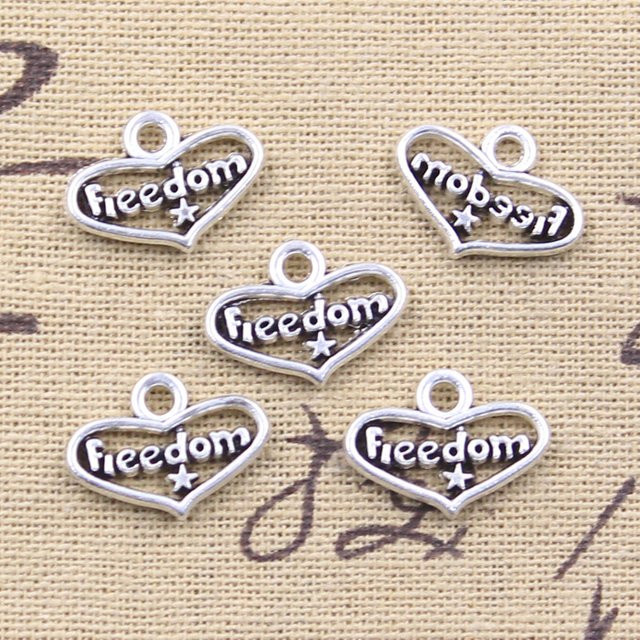eunwol Anhänger Herz Freiheit Stern, Silber, 13x18mm, Unisex - Bild 1