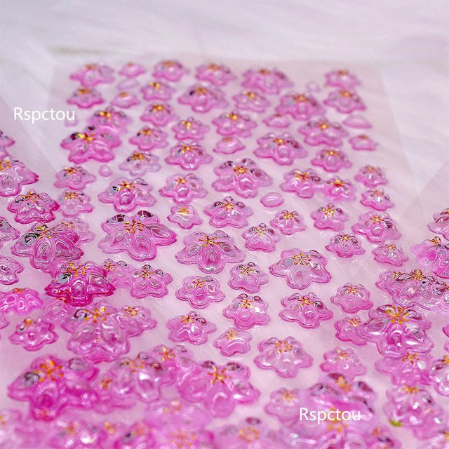 Rspctou 3D Relief Kirschblüten Aufkleber in Rosa aus Resin für Scrapbooking und DIY Journaling - Bild 1