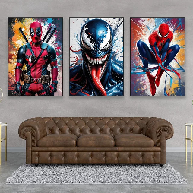 Beast Kingdom Diamantmalerei Superhelden Wandkunst Poster Spider-Man und Deadpool Porträt Druck in Multicolor - Bild 1