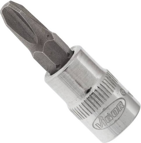 VIGOR Schraubendreher-Einsatz PH3 mit 1/4 Zoll Innenvierkant Antrieb, Farbe: Silber, Gesamtlänge: 38 mm - Bild 1
