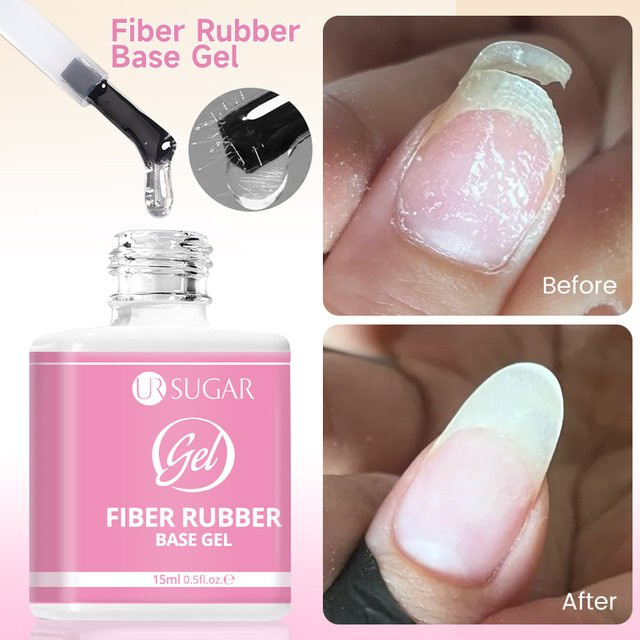 UR SUGAR Fiber Rubber Base Gel, 15 ml, transparent - Bild 1