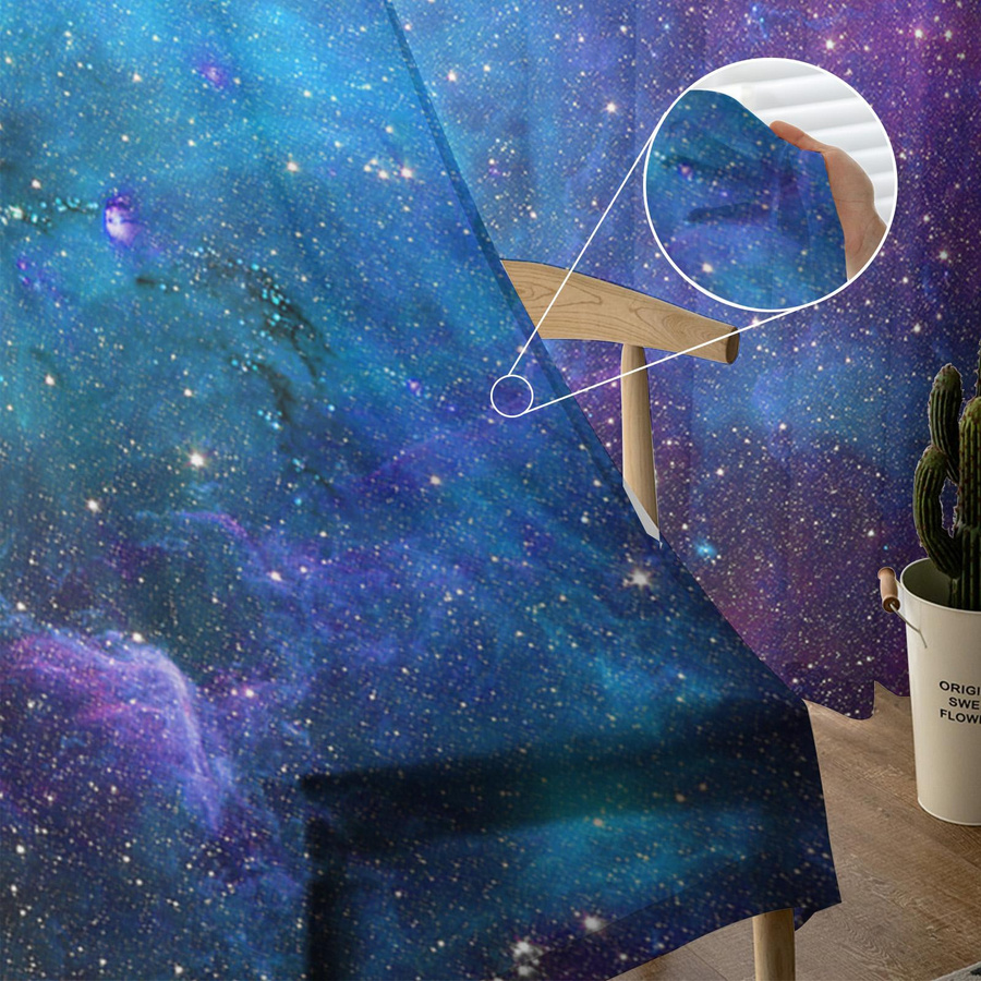 Transparentes Sternenhimmel Vorhang von Household supplies MH aus Tüll, Voile und Organza für Wohnzimmer und Küche, B: 135 cm, H: 115 cm - Bild 3