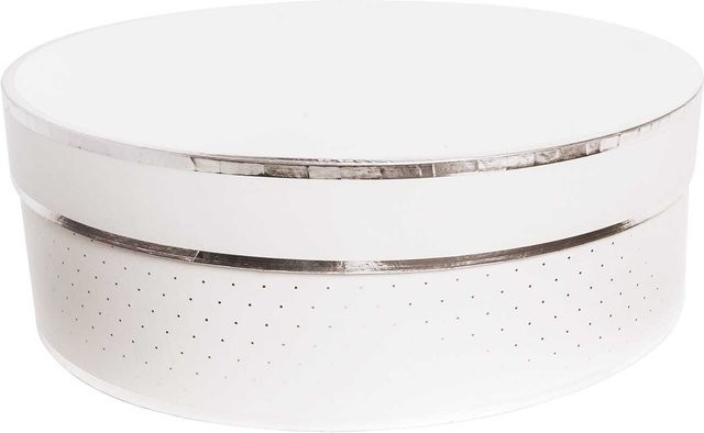Rico Design Paper Poetry Geschenkschachtel rund weiß silber Durchmesser: 30 cm, Höhe: 10 cm - Bild 1
