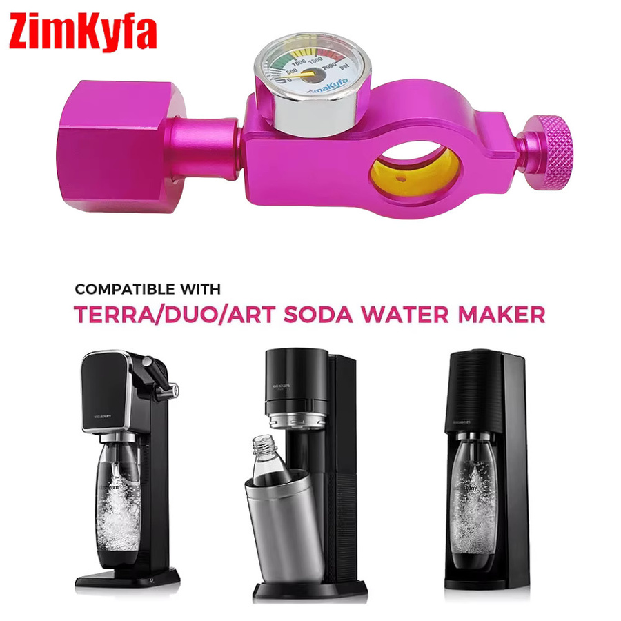 Zimakyfa Soda Co2-Zylinder-Nachfüllstation-Adapter passend für SodaStream Quick Connect, rosa, W21.8-14 CGA320 Anschluss - Bild 2
