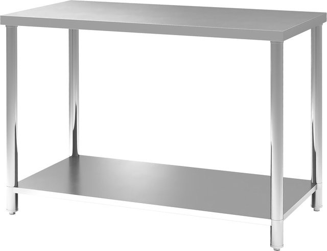 HOMCOM Arbeitstisch aus Edelstahl mit 2 Regalen in Silber, B/T/H: 120 x 60 x 86 cm - Bild 1