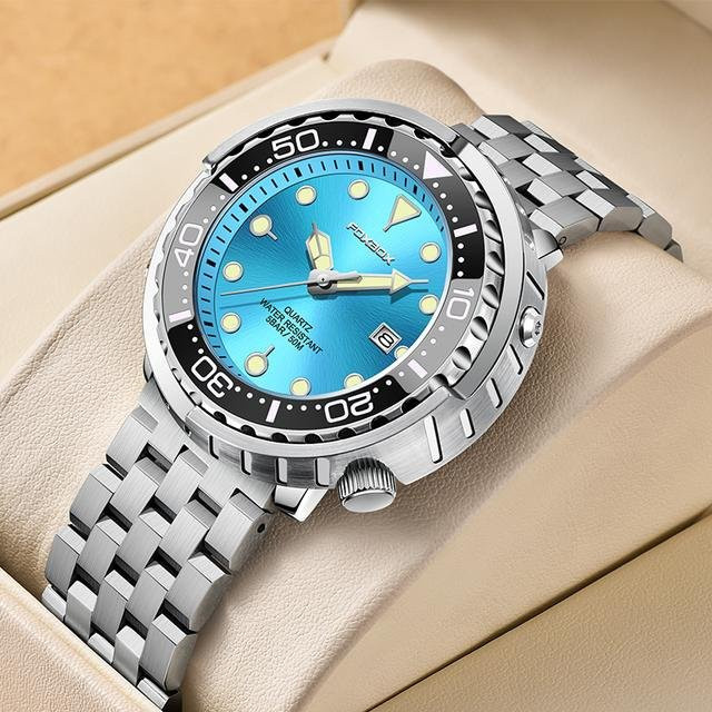 LIGE Armbanduhr Quarz, Edelstahl, Silber/Blau, 46 mm, Herren - Bild 1