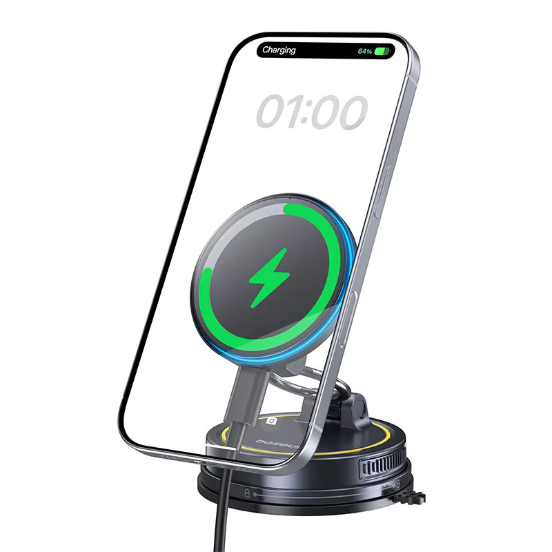 Baseus Magnetische Autohalterung mit kabellosem Vakuum-Ladegerät und 360 Grad Rotation für iPhone in Schwarz oder Silber - Bild 6