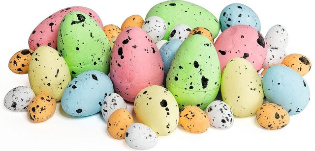 VBS Deko-Eier für Ostern und Frühling, 38 Stück, gesprenkelt, Multicolor, Styropor - Bild 1