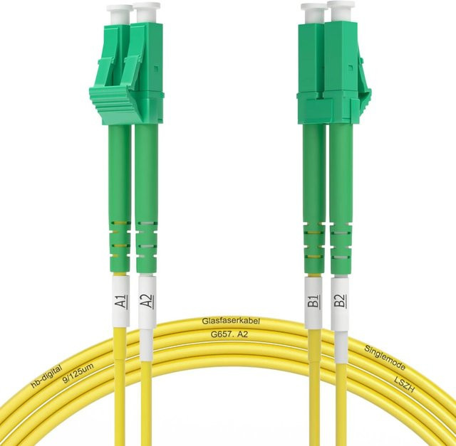 hb-digital LWL Patchkabel Duplex LC/APC-LC/APC Gelb, Länge: 10 m, G.657.A2 - Bild 1