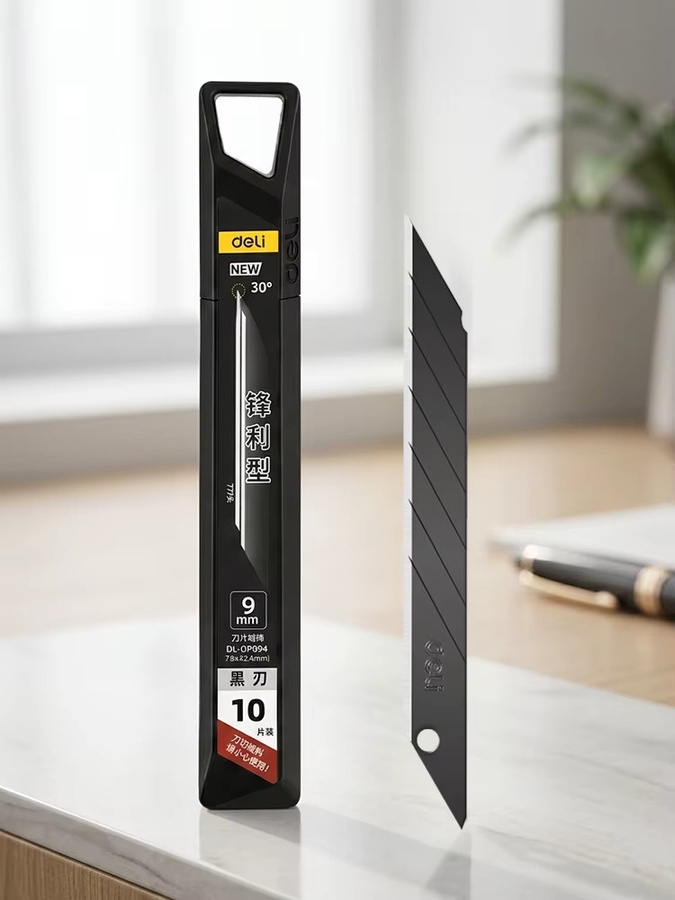30 Stück schwarze Universalmesser-Abbrechklingen aus rostfreiem Hochhärte-Legierungsstahl, Breite: 9 mm, Dicke: 0,4 mm - Bild 1