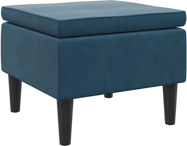 vidaXL Hocker aus blauem Samt mit Holzbeinen B/T/H: 42 x 42 x 52 cm - Bild 1