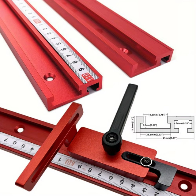 JIGHOLE T-Schiene Gehrungsschiene aus Aluminiumlegierung in Rot, 50 cm - Bild 1