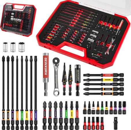 Geinxurn Werkzeugset mit Schraubendreher-Bits, Mini-Schraubenschlüssel, Steckschlüssel, Stufenbohrmaschine, Steckdosenadapter und Bithalter für Heimwerker