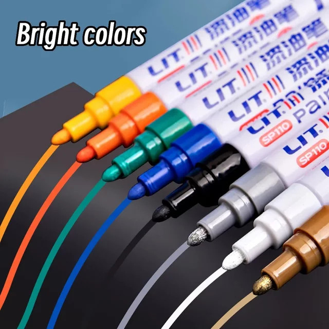 10er-Pack Permanente Marker in 8 Farben, Wasserfeste Fineliner für Reifenprofil, Gummi, Stoff und Metall, Strichstärke 3mm, Farben: Weiß, Gold, Silber und Multicolour - Bild 1