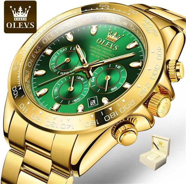 OLEVS Armbanduhr Automatik, Edelstahl, Grün, 40 mm, Herren - Bild 1