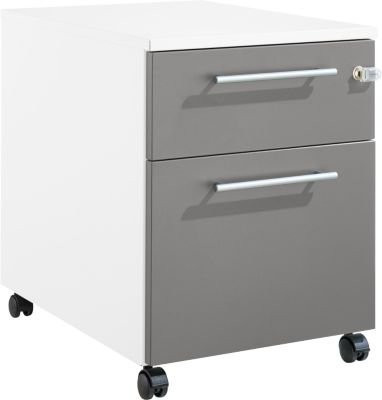 Schäfer Shop Pure Rollcontainer 36 mit 2 Schubladen und extra hohem Stauraumfach, abschließbar, weiß/anthrazit - Bild 1