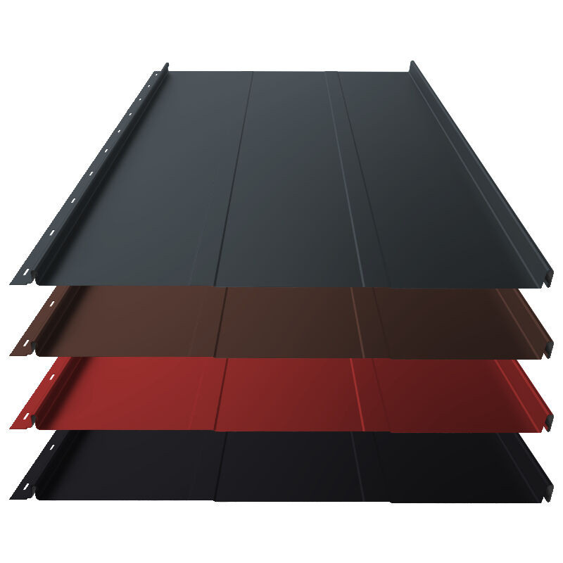 Stehfalz Panel Retro 25 von Blachotrapez GmbH aus Aluminium für Dach und Wand mit Prägung Stucco, Breite: 55,4 cm, Dicke: 0,60 mm, Farbe: Mehrfarbig - Bild 1
