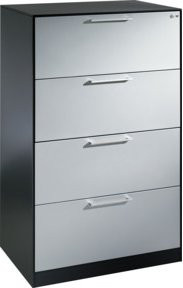 C+P Hängeregistraturschrank Asisto DIN A4 mit 4 Schubladen, zweibahnig, Front Weißaluminium und Korpus Schwarzgrau, H: 131,0 cm, B: 60,0 cm, T: 80,0 cm - Bild 1