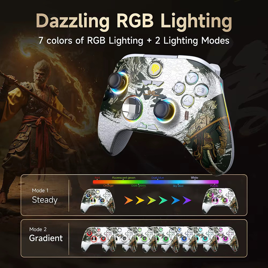 EasySMX X15 RGB Gaming-Gamepad mit Hall-Effekt und Turbo-Modus, Multicolor Controller für PC, Nintendo Switch und Mobile inklusive 2,4G-Adapter - Bild 2