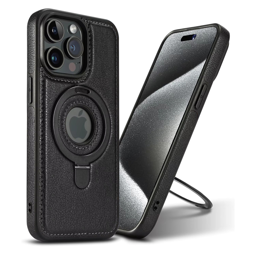 Leaky Logo Handyhülle für iPhone 17 Pro Max, iPhone 16 Pro Max, iPhone 15 und iPhone 14 Pro Max mit Lederriemenhalter und Magnetfunktion in Schwarz - Bild 2