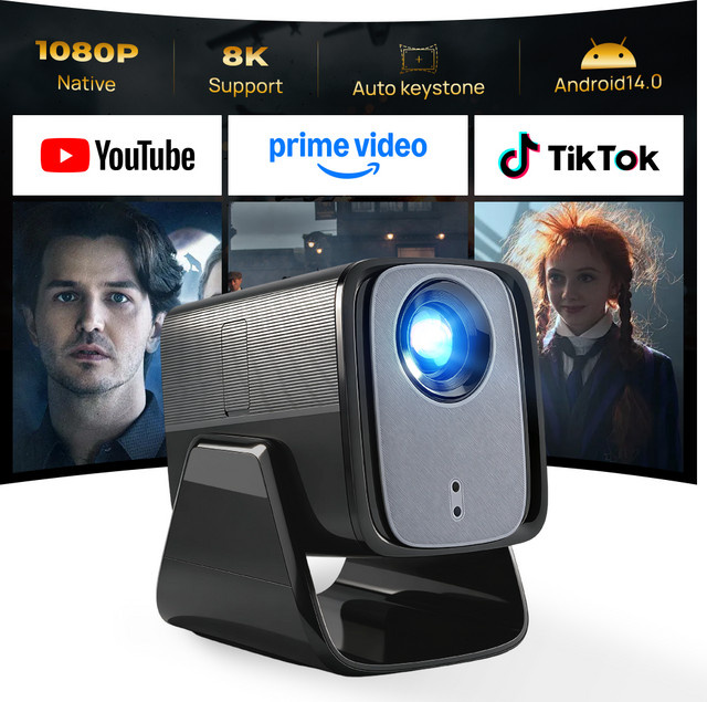 LYNCAST X5AR Kurzdistanz-Mini-Projektor mit Android 14, 1080P Full HD, 8K-Unterstützung, 5G WiFi 6 und Bluetooth 5.4 für dein Heimkino - Bild 1