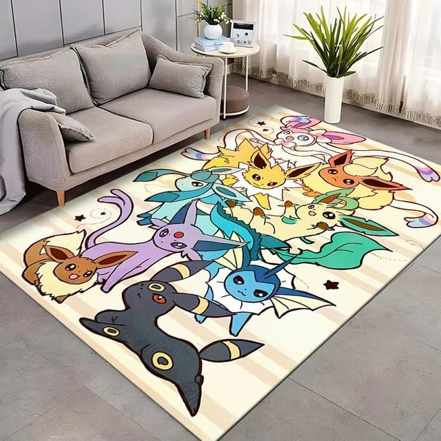 BestDream002 Pokémon Teppich mit Pikachu und Evoli Motiv, Mehrfarbig, B/T: 80 x 160 cm - Bild 1
