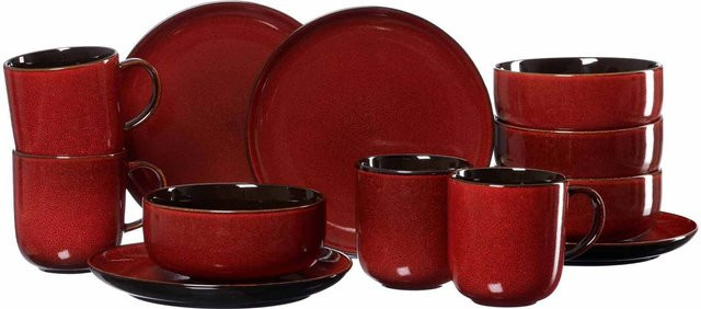 Ritzenhoff & Breker Frühstücks-Set Gambia 12-teilig aus Keramik in Braun und Rot - Bild 1