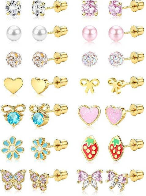 Townson Fashion Ohrstecker, Edelstahl, Gold, Perle, Zirkonia, Damen - Bild 1