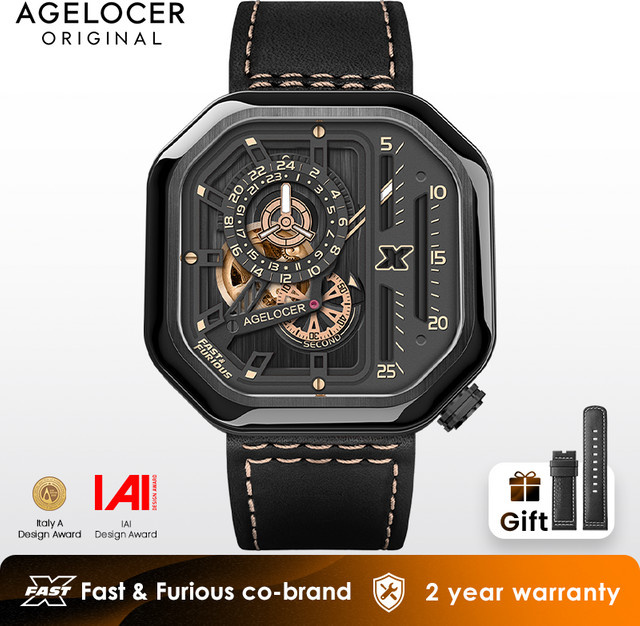 AGELOCER Armbanduhr, Mechanisch, Edelstahl, Schwarz, Herren - Bild 1