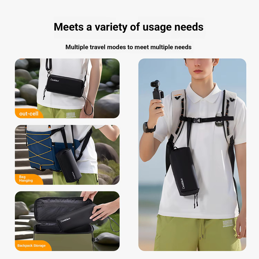 CADeN Kameratasche für DJI Pocket 4/3, schützende multifunktionale Brusttasche für Zubehör, Schwarz - Bild 2