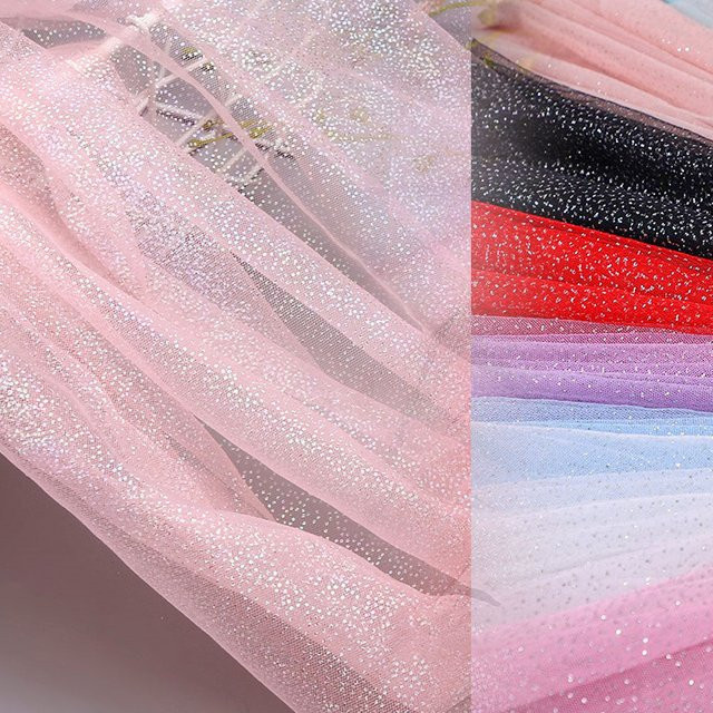 Findohope Glitzer Tüll Stoff in Regenbogenfarben für DIY Bastelarbeiten und Nähen - Bild 1