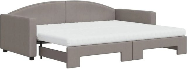 vidaXL Tagesbett ausziehbar mit Matratze in Taupe mit modernem Design und Schaumstofffüllung B/T/H: 90 x 200 cm - Bild 1
