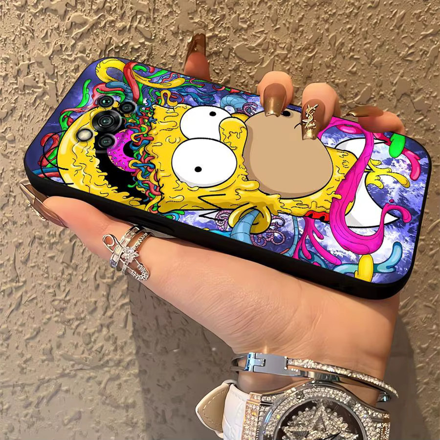 Schwarze weiche Handyhülle mit Homer Simpson Motiv für Xiaomi Poco F8 M5 C50 X3 X4 X5 X7 Pro C71 C61 F1 C75 M3 M4 M7 Pro F3 - Bild 2