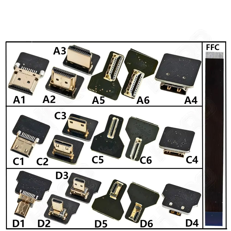 HOQO Ribbon FPV HDMI-kompatibles flexibles Flachkabel für Raspberry Pi 4, Micro HD/Mini HD auf HD Buchse, 20-Pin FFC, Schwarz - Bild 2