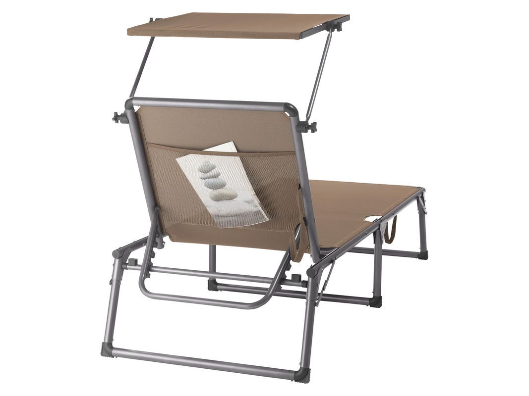 LIVARNO Alu-Dreibeinliege Houston in Taupe mit Sonnenverdeck und verstellbarer Kopfstütze - Bild 3
