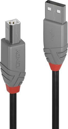 Lindy USB 2.0 Kabel Anthra Line mit USB-A und USB-B Stecker in Schwarz, Länge: 2,00 m - Bild 1