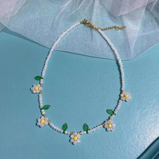 YULIN Choker Halskette, Bunte Gänseblümchen Perlen, Damen, gray - Bild 1