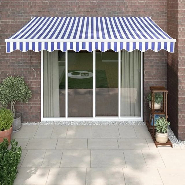 Furnicato Elektrische Markise mit Kurbel aus 100% Polyester, Blau-Weiß, B x H: 3 x 2,5 m - Bild 1