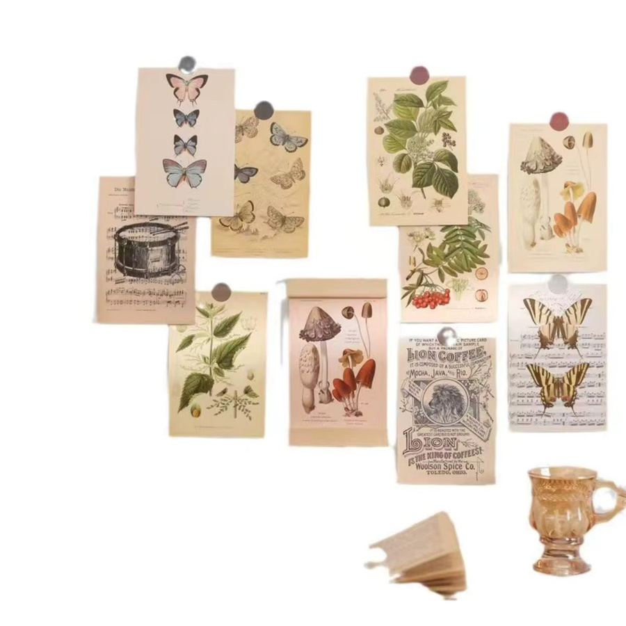 30 Stück Vintage Postkarten mit Retro Waldtieren und Pflanzen für DIY Scrapbooking und kreatives Schreiben, Mehrfarbig - Bild 3