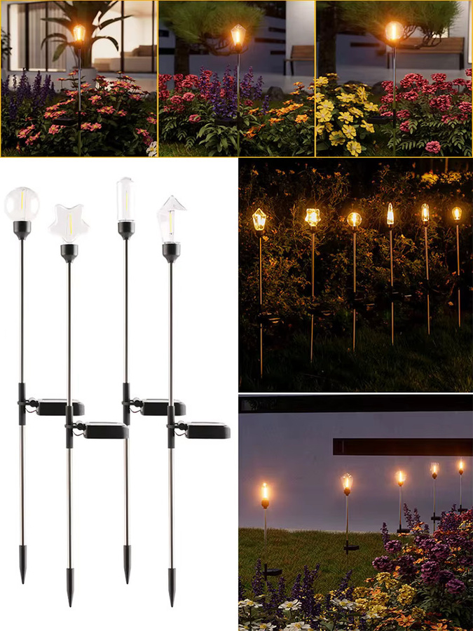 VENUSWING Solar Outdoor Gartenleuchten Set 2 Stück, Schwarz, Dekorative Bodenlampen mit Warmweißem Licht und Dämmerungssensor - Bild 7
