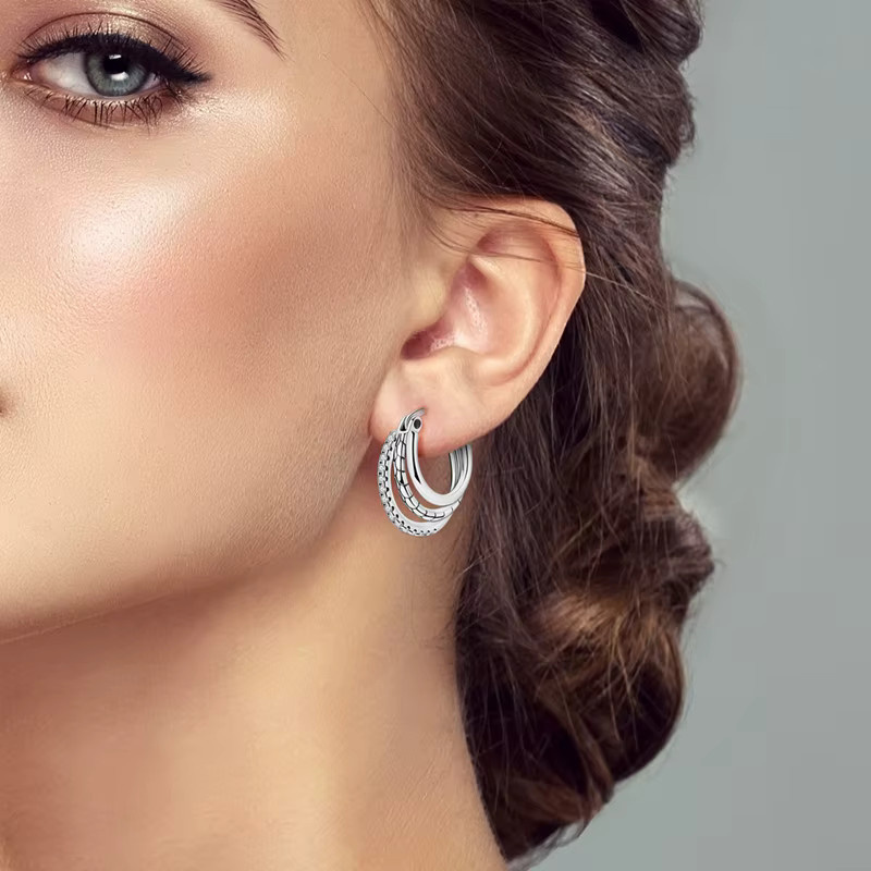 Parmuz Creolen, 925 Silber, Zirkonia, Damen - Bild 2