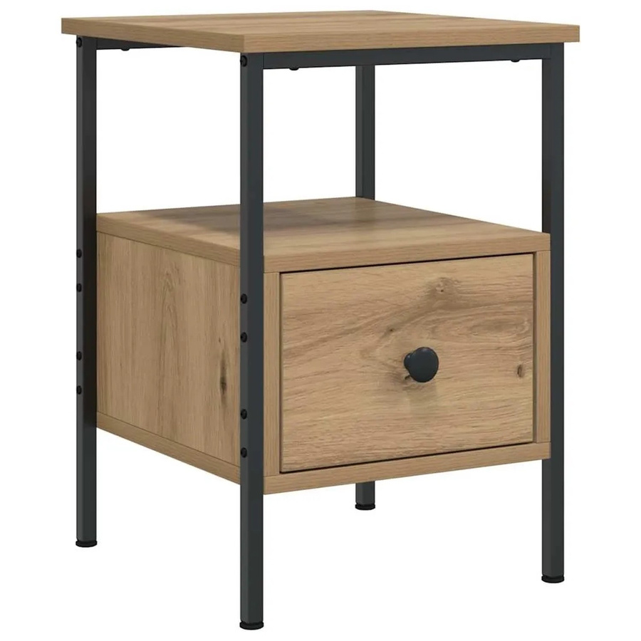 vidaXL Nachttisch Artisan-Eiche in Braun aus Holzwerkstoff und Eisen, B/T/H: 34 x 36 x 50 cm - Bild 2