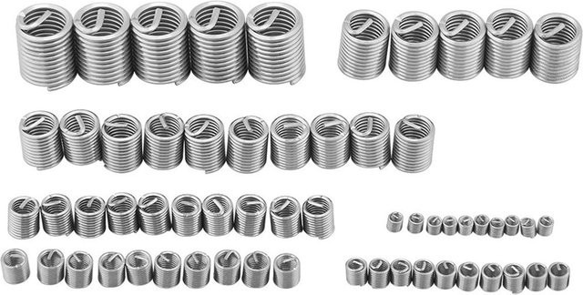 Musysh 60-teiliges Set Edelstahl-Drahtgewindeeinsätze, metrisch, M3 bis M12, Helicoil-Typ, Silber - Bild 1