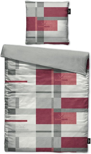 Sansibar Bettwäsche aus Mako-Satin mit Kissenbezug und Bettbezug, Karo-Design, Mehrfarbig, B/H: 155 x 220 cm und 80 x 80 cm - Bild 1