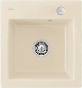 Villeroy & Boch Subway 45 XS Flat bündige Keramikspüle mit Ablaufgarnitur und Excenterbetätigung in Ivory/Beige - Bild 1